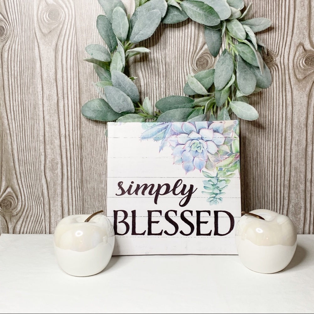 NWT🌿Modern Farmhouse “Simply Blessed” Wall Art